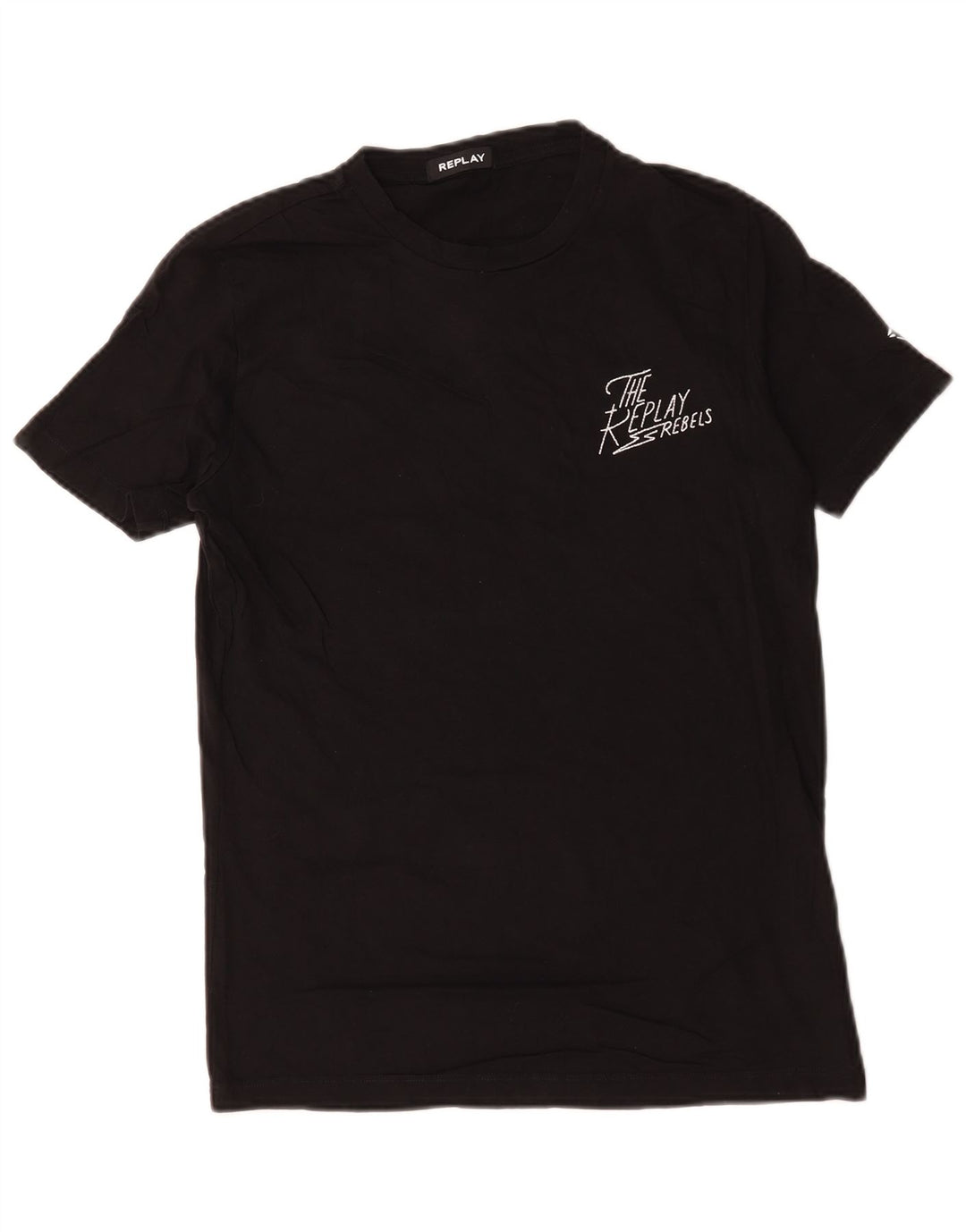 Replay Camiseta gráfica para hombre Top mediano de algodón negro