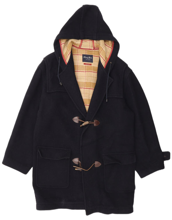 Trenca con capucha vintage para hombre UK 38 Lana azul marino mediana