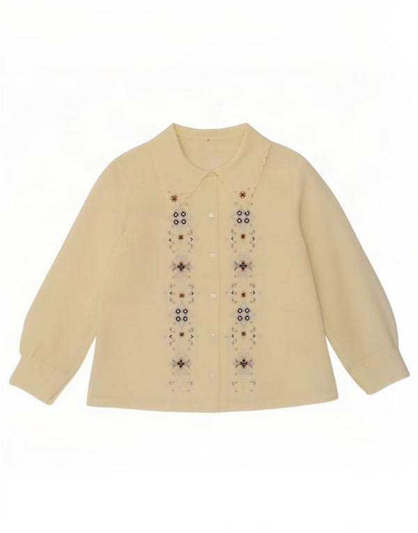 Blusa camisera vintage para mujer IT 46 Large Yellow Geométrico