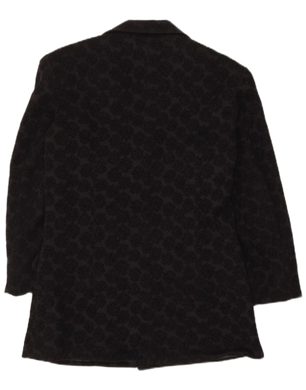 KOMBI Chaqueta tipo blazer extragrande con 3 botones para mujer UK 10 Small Black Floral