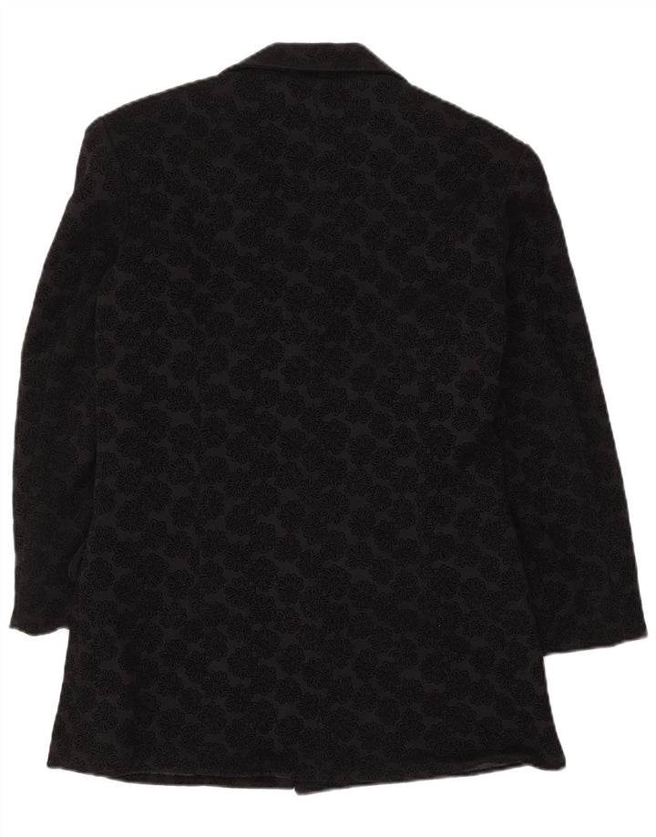 KOMBI Chaqueta tipo blazer extragrande con 3 botones para mujer UK 10 Small Black Floral