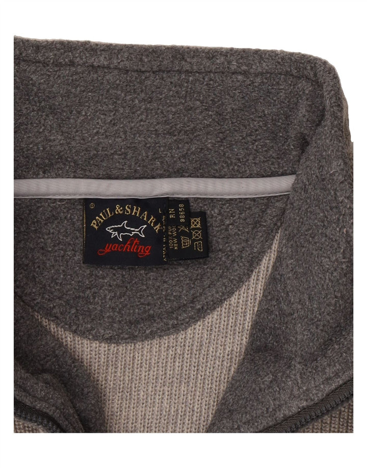 PAUL & SHARK Mens Zip Neck Jumper Sweater Large Grey New Wool Vintage Paul & Shark and Second-Hand Paul & Shark from Messina Hembry 