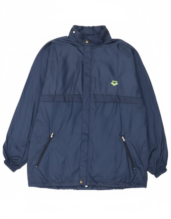 Arena Chaqueta impermeable con capucha para hombre UK 42 XL Poliamida azul marino