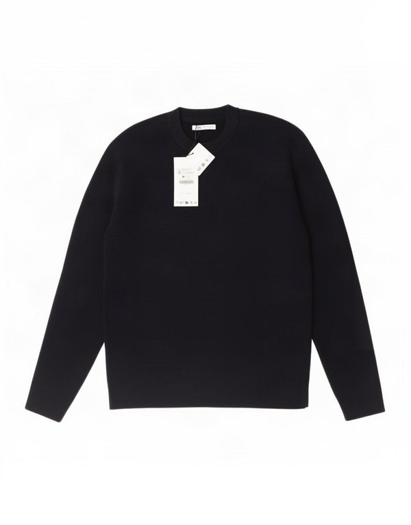 Zara Hombre Jersey Cuello Redondo Jersey Medio Azul Marino Acrílico