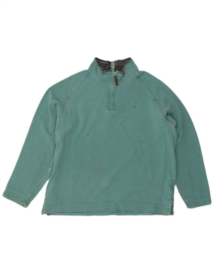 Sudadera con capucha y cuello con cremallera para hombre Fat Face Jersey XL Turquesa Algodón
