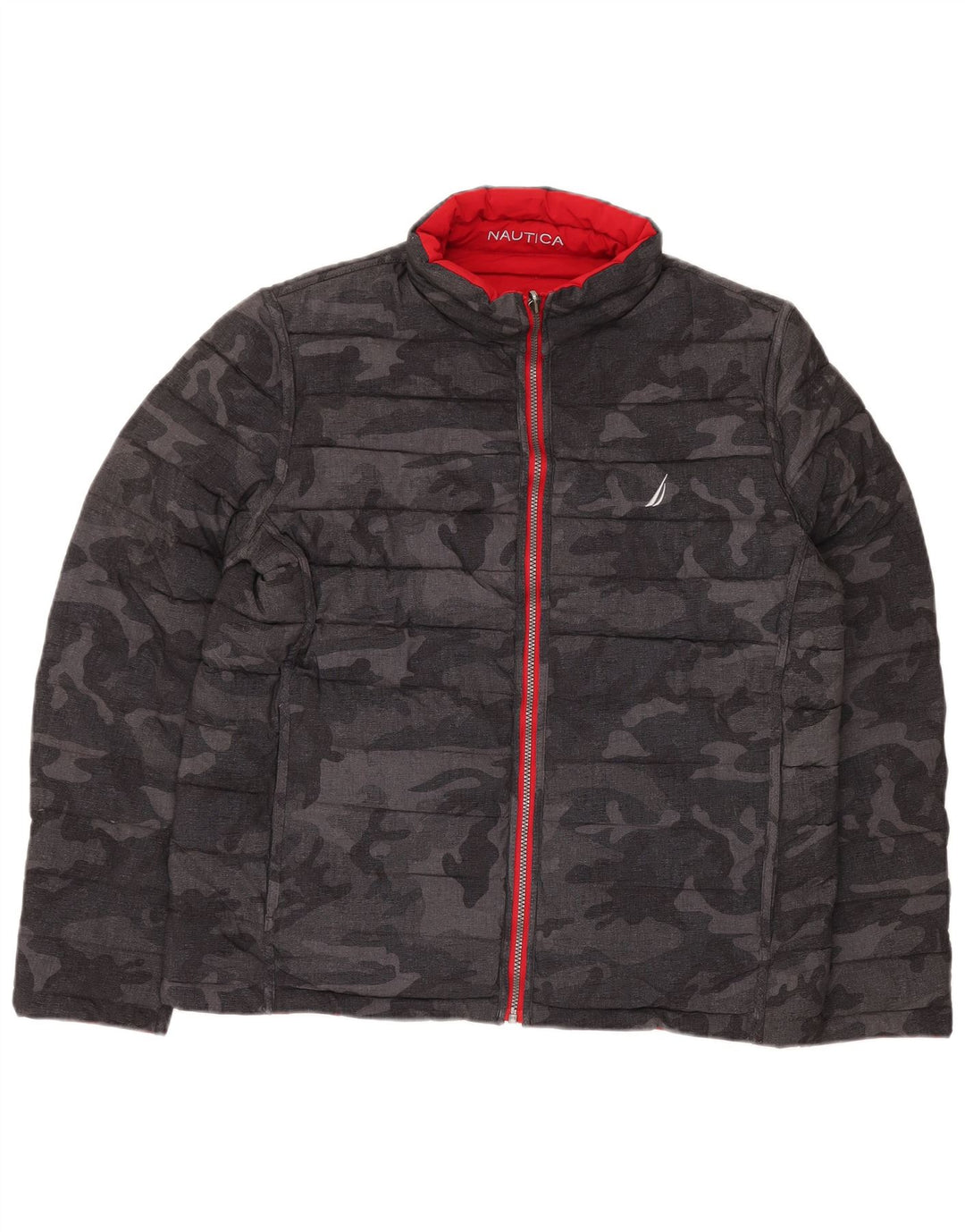 NAUTICA Chaqueta acolchada reversible para hombre UK 40 Large Black Camuflaje