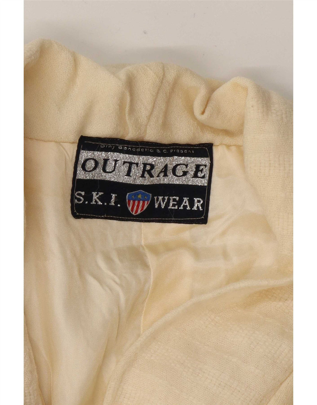 Outrage Chaqueta tipo blazer de punto de esquí para mujer Reino Unido 44 Mediano Blanco roto Colorblock