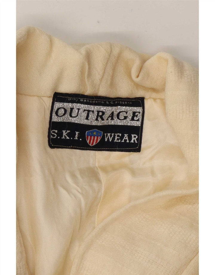 Outrage Chaqueta tipo blazer de punto de esquí para mujer Reino Unido 44 Mediano Blanco roto Colorblock