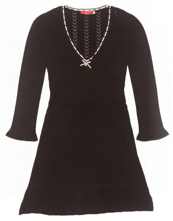 Conbipel Vestido tipo jersey de manga larga para mujer UK 8 Small Algodón negro