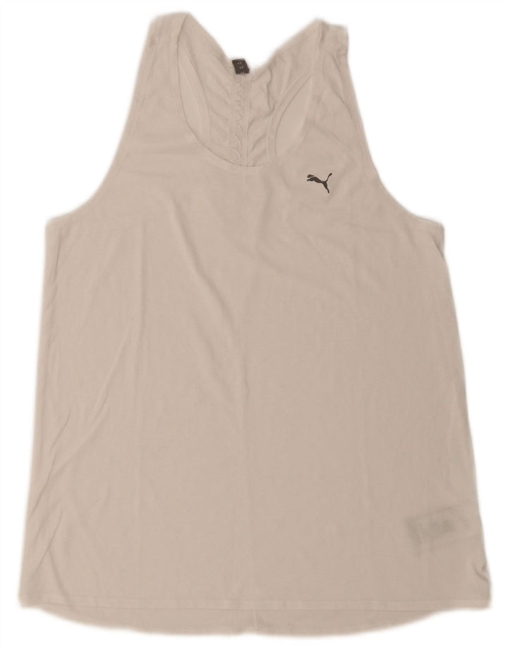 Puma Mujer Chaleco Top UK 12 Medio Blanco Poliéster