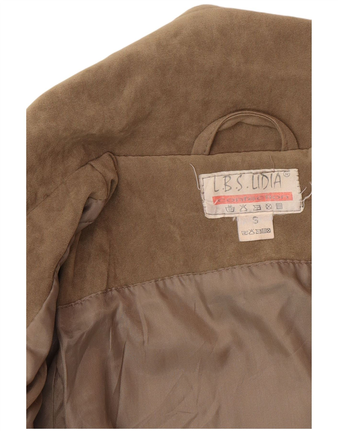 Vintage mujer chaqueta de ante de gran tamaño Reino Unido 10 pequeño beige