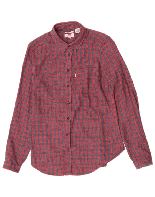 Levi's Womens Tailored Fit Flannel Shirt UK 10 Small Red Check