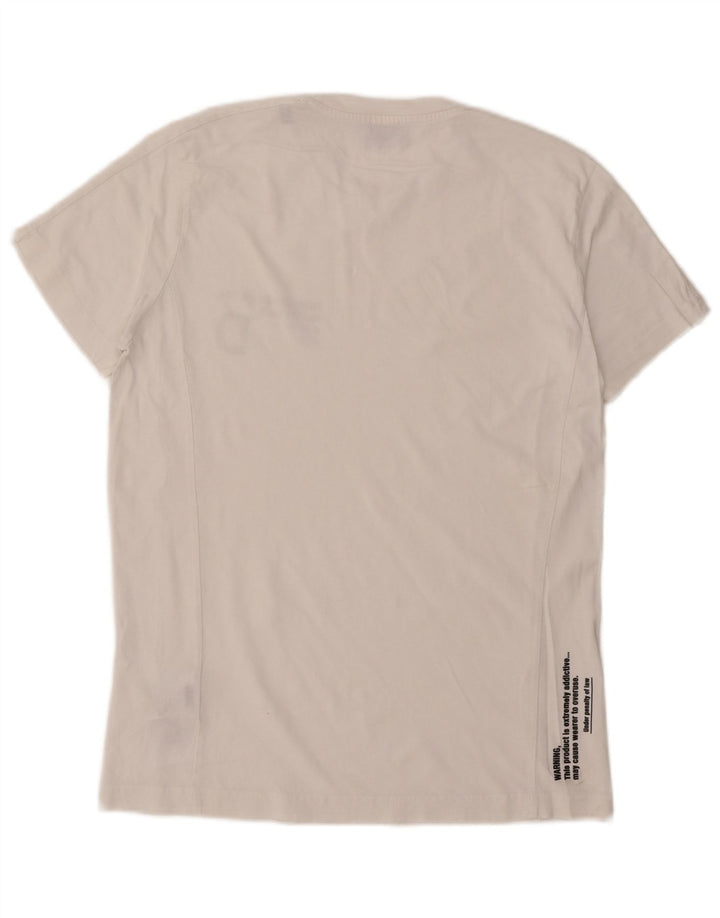 DIESEL Mens Graphic T-Shirt Top Medium White Cotton