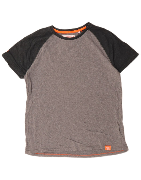 Superdry Camiseta para hombre Top 2XL Gris Colorblock Algodón