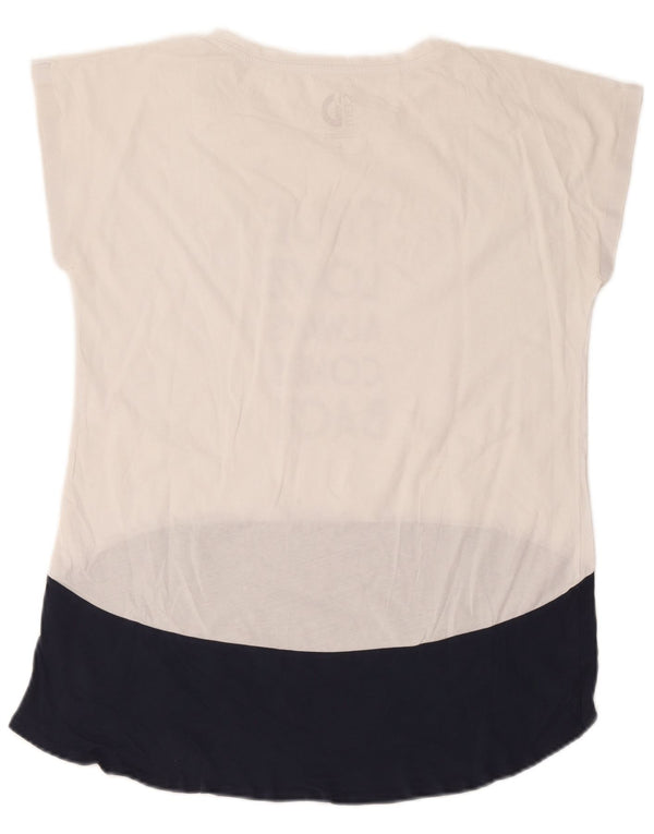Dack's Camiseta gráfica para mujer Top UK 46 Grande Blanco Colorblock Algodón