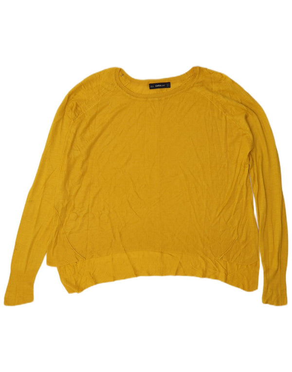 Zara - Jersey extragrande con cuello barco para mujer, talla 40, color amarillo mediano