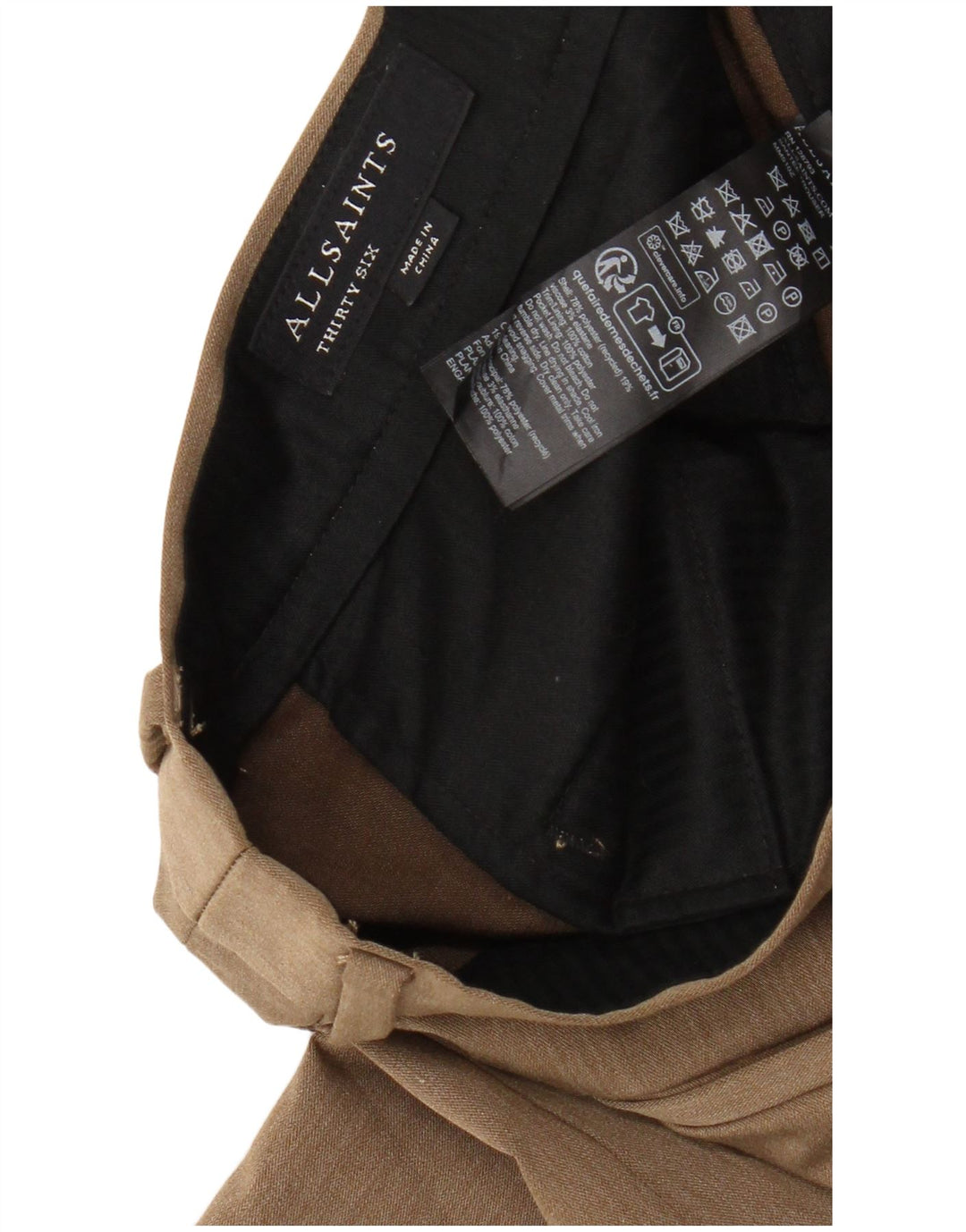 Pantalón de traje ajustado All Saints para hombre W36 L30 Poliéster beige