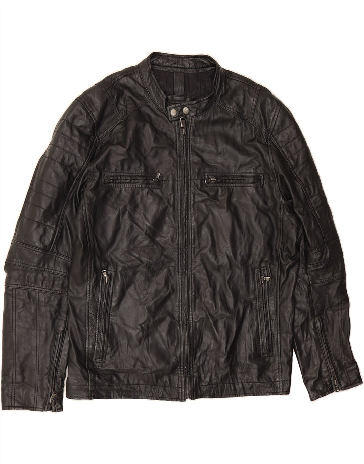 CONBIPEL Mens Leather Jacket IT 54 2XL Black Leather Vintage Conbipel and Second-Hand Conbipel from Messina Hembry 