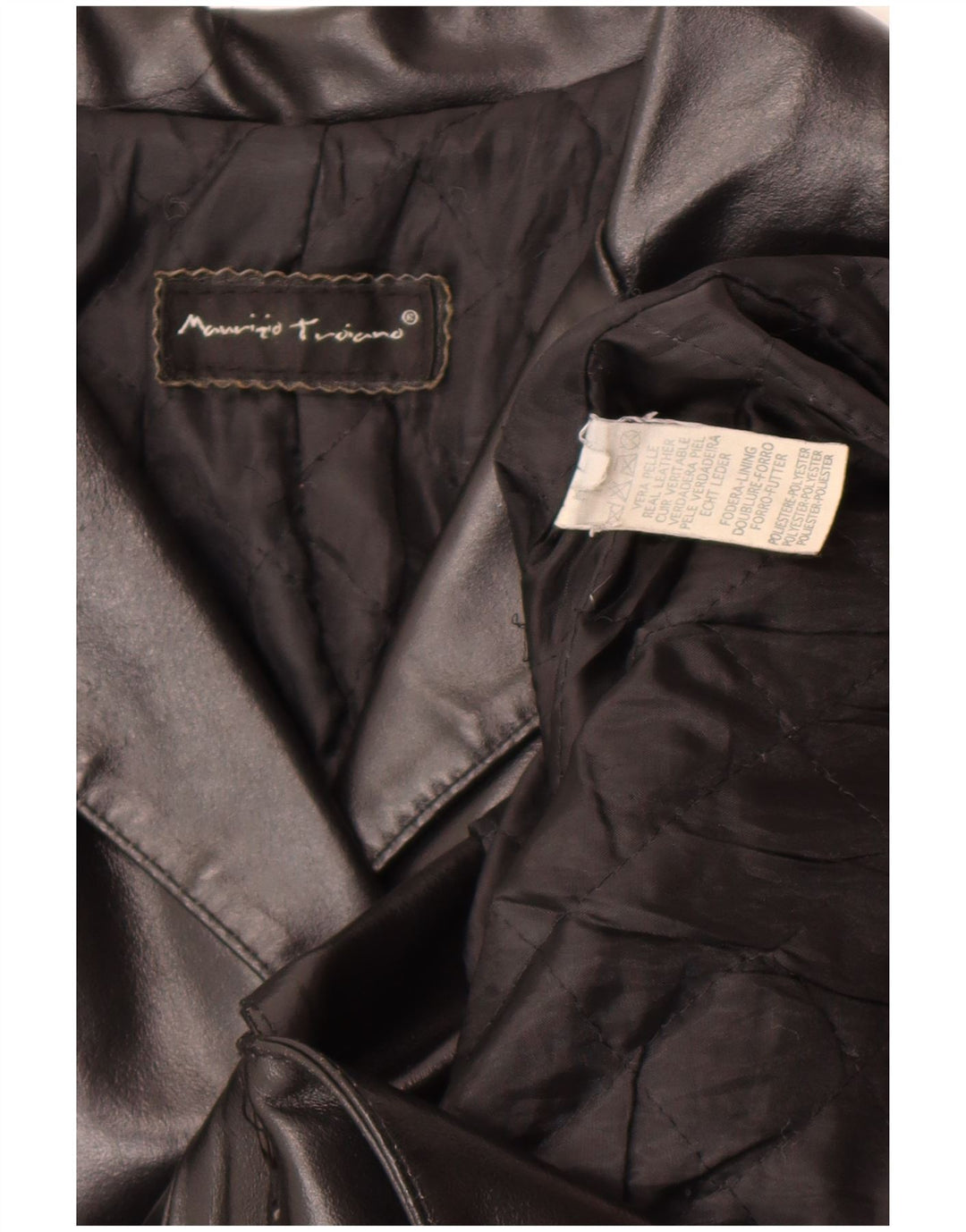 Vintage mujer cuero abrigo Reino Unido 16 cuero negro grande
