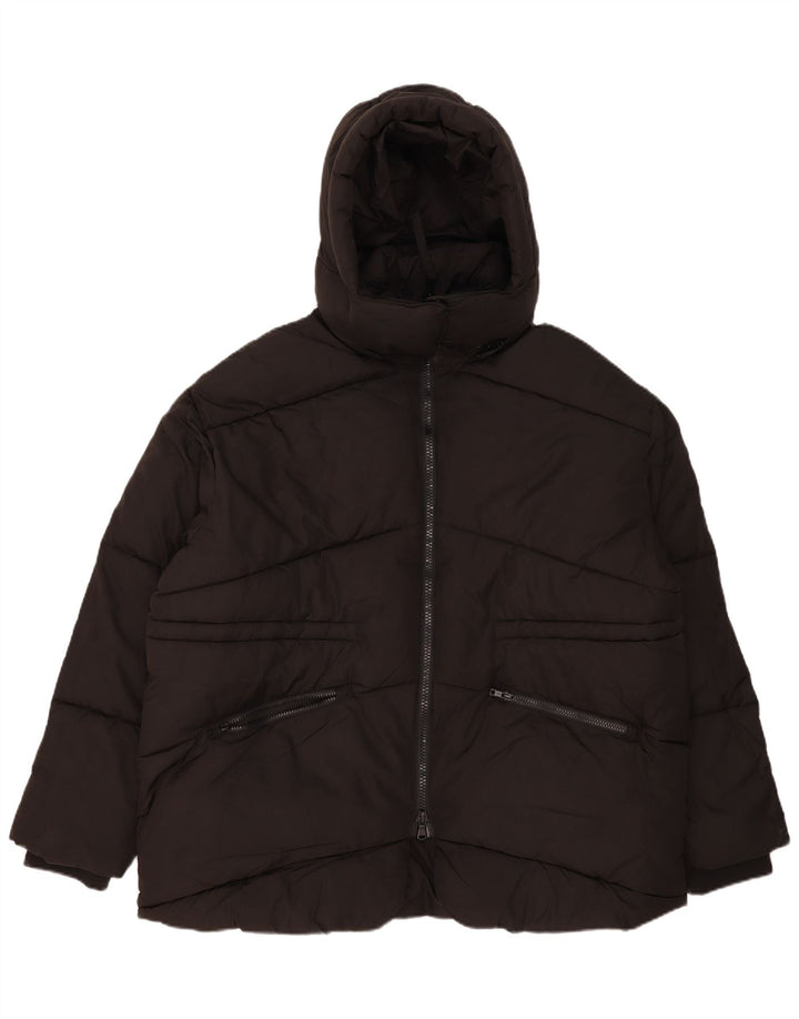 John Lewis Chaqueta acolchada extragrande con capucha para mujer UK 18 XL Poliéster negro