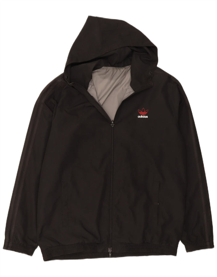 ADIDAS Mens Hooded Reversible Jacket UK 40 Large Black Polyester
