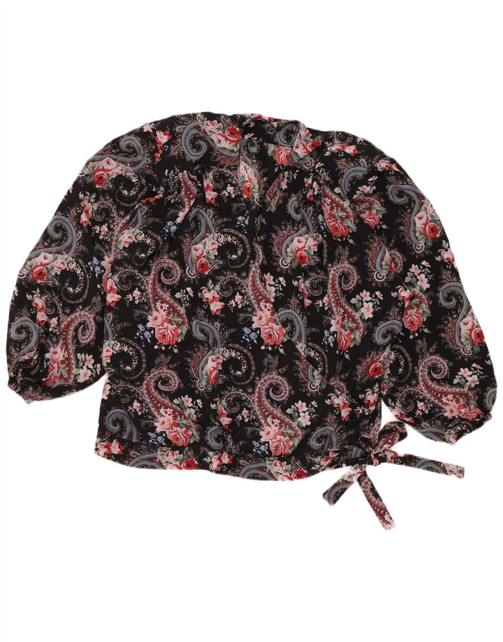 Blusa vintage para mujer Top IT 50 XL Negro Paisley