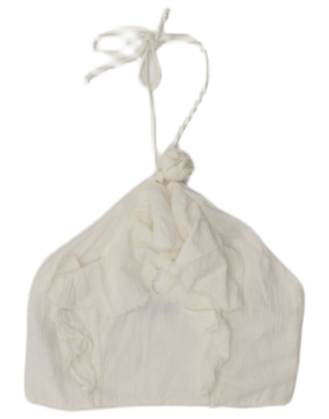 Zara Mujer Halter Top UK 40 Medio Algodón Blanco
