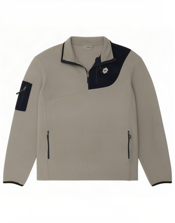 Jersey Lotto de forro polar con cremallera y cuello para hombre 2XL Poliéster con bloques de color gris
