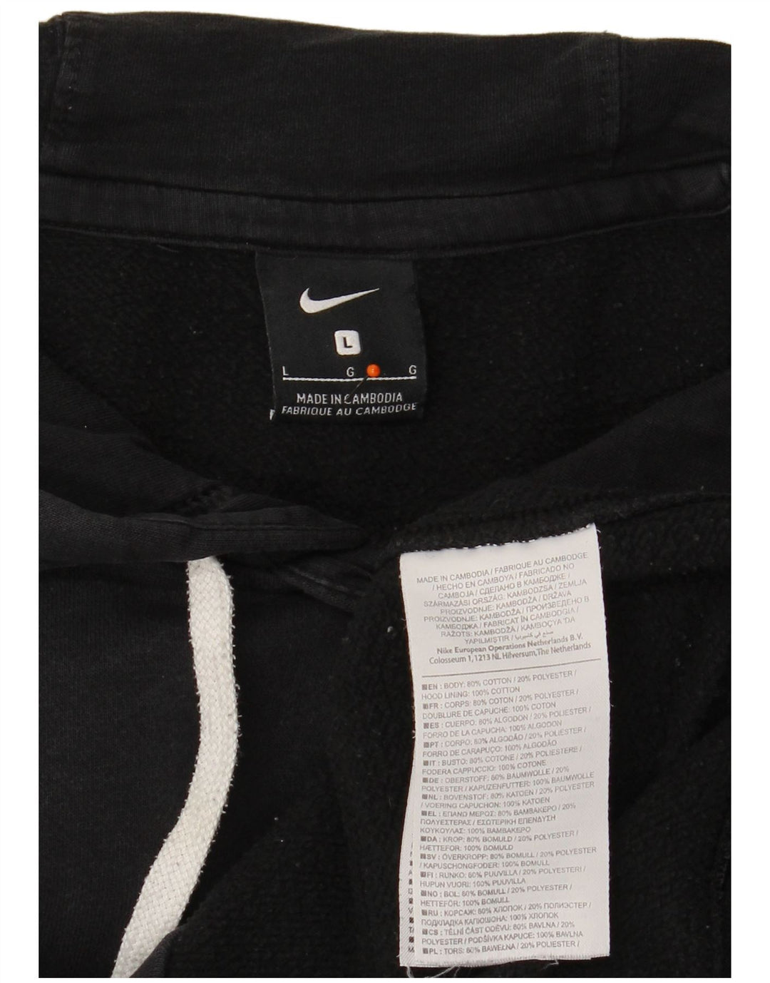 NIKE Sudadera con capucha para hombre, talla grande, algodón negro