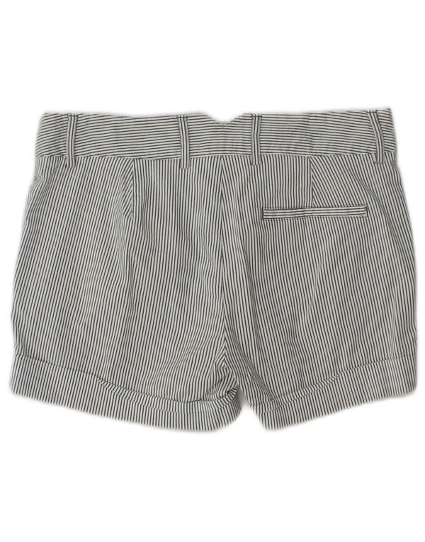 Zara Mujer Pantalones Cortos Chinos Pequeños W27 Blanco Rayas Pintadas