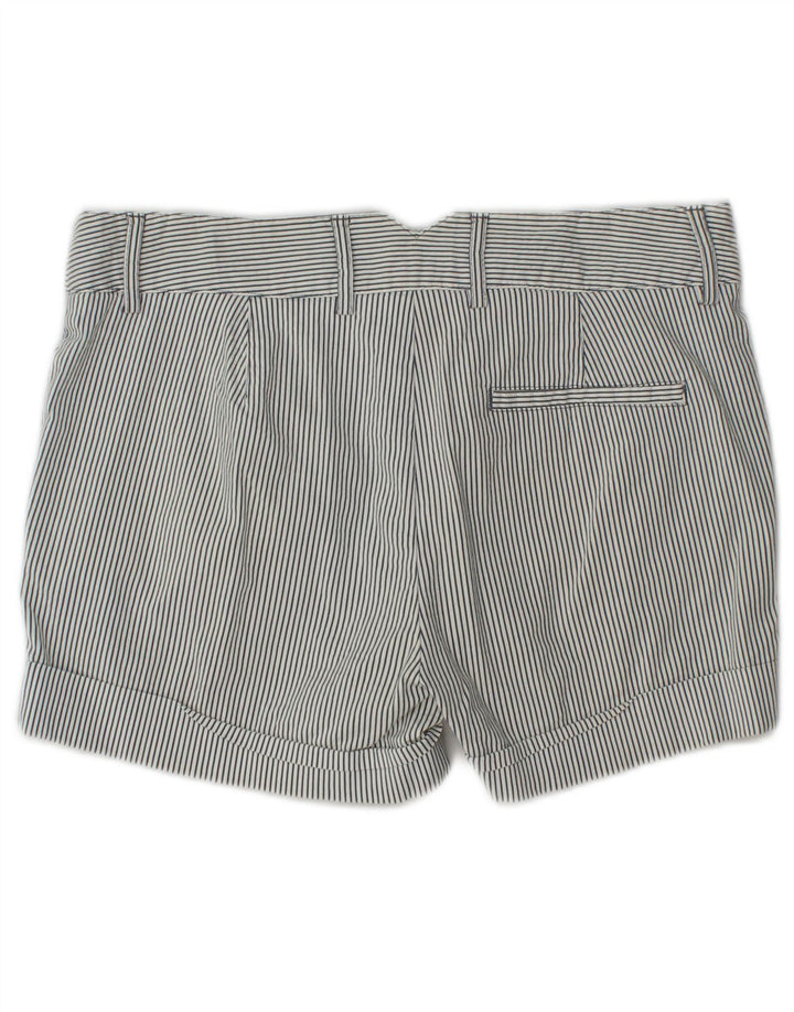 Zara Mujer Pantalones Cortos Chinos Pequeños W27 Blanco Rayas Pintadas
