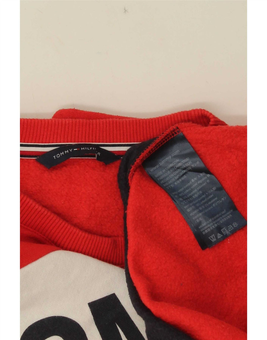 Tommy Hilfiger Sudadera para mujer Jumper UK 14 Medium Red Colourblock
