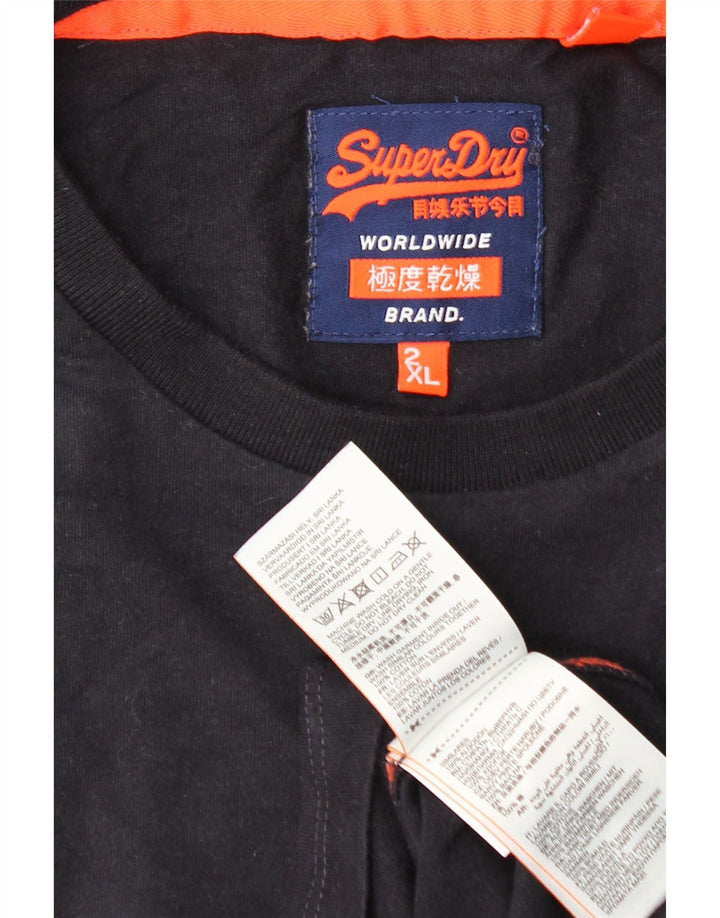 SUPERDRY Camiseta Hombre Top 2XL Azul Marino Algodón