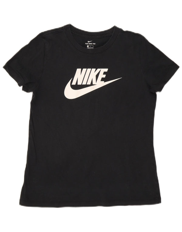 NIKE Camiseta gráfica para mujer Top UK 12 Medium Black Cotton