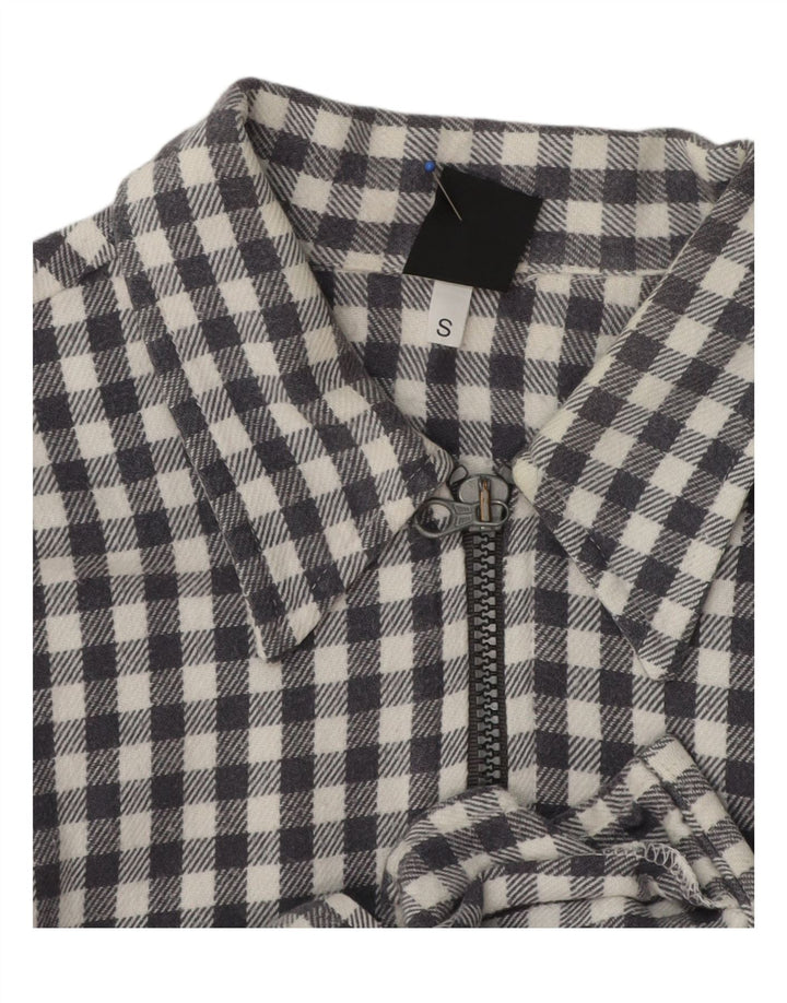 Vintage mujer oso de peluche camisa de franela de gran tamaño Reino Unido 10 pequeño gris Gingham