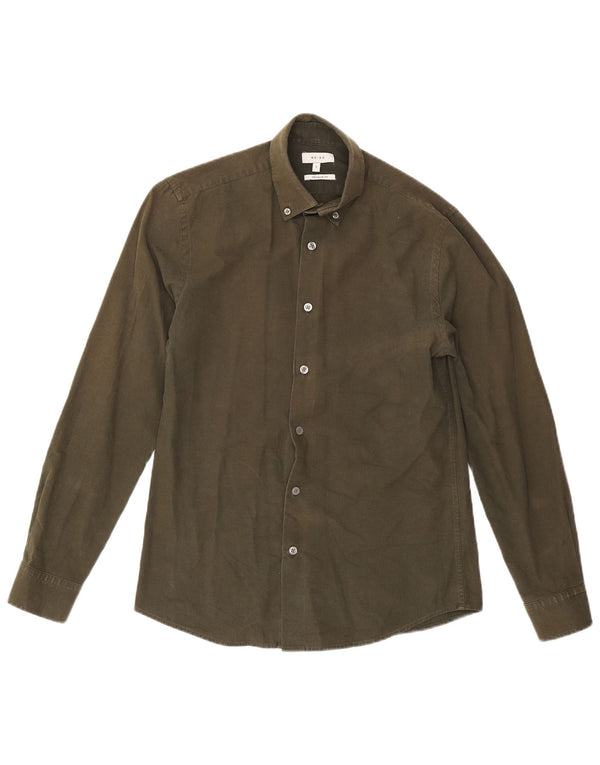 Camisa Reiss Regular Fit De Algodón Caqui Pequeño