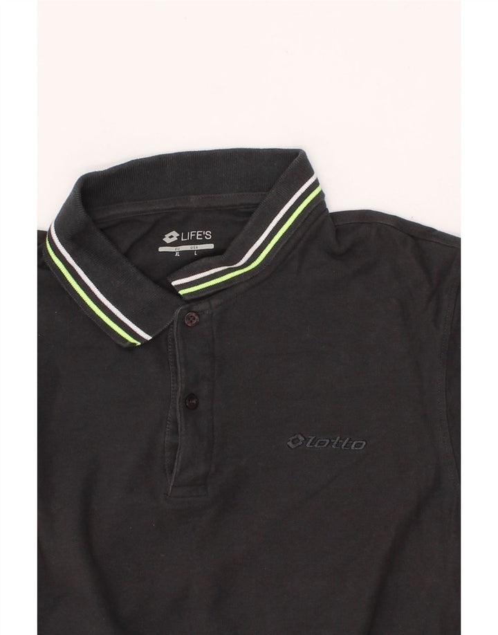 LOTTO Mens Polo Shirt Large Black Vintage Lotto and Second-Hand Lotto from Messina Hembry 