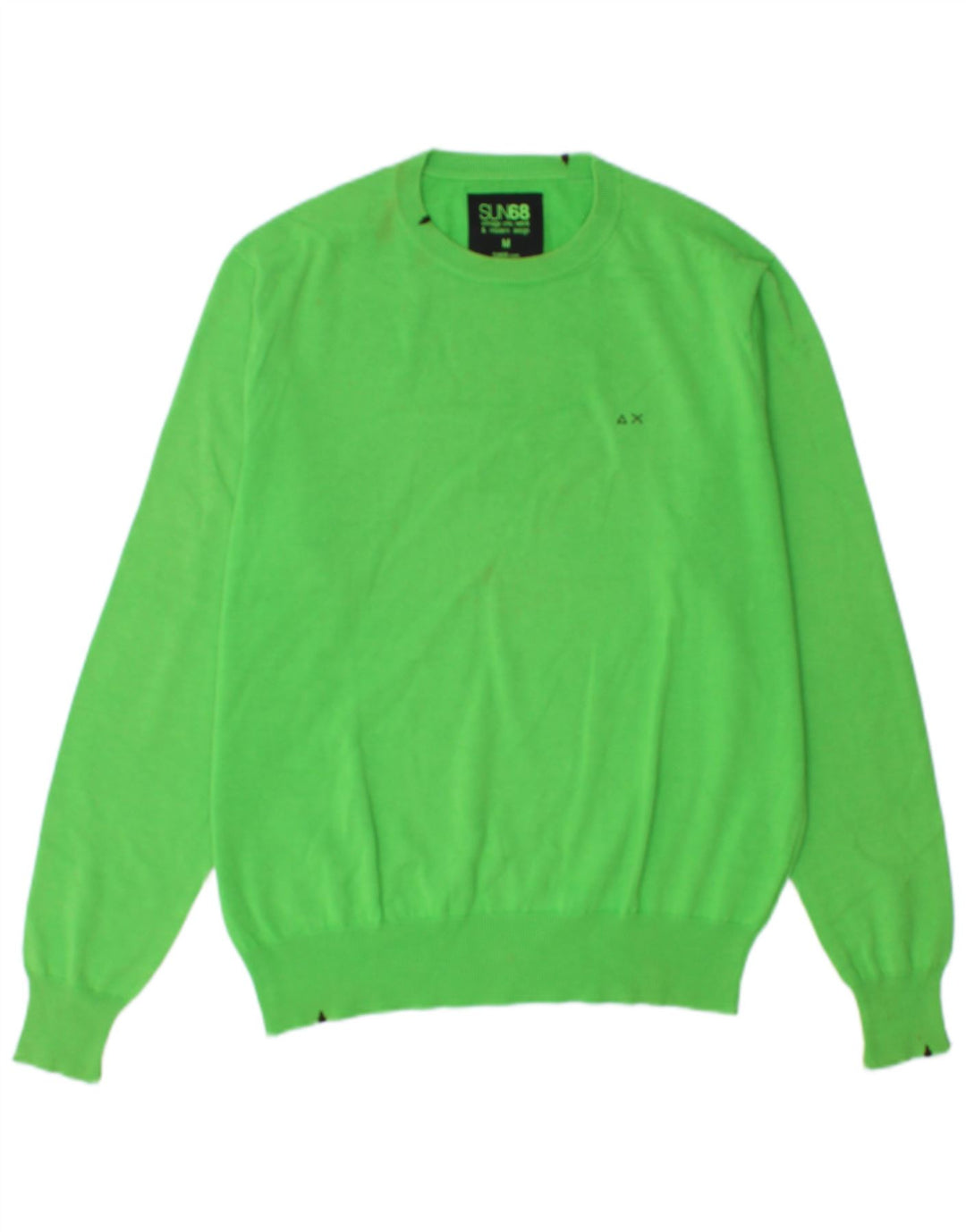 Sun68 - Jersey de cuello redondo para hombre, color verde medio, algodón