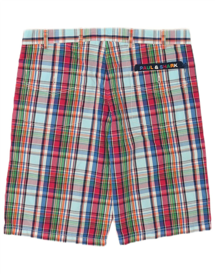 Paul & Shark Pantalones cortos chinos para hombre IT 48 Medium W32 Algodón a cuadros multicolor