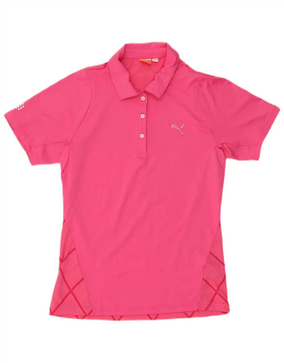PUMA Polo para mujer UK 12 Poliéster geométrico rosa medio