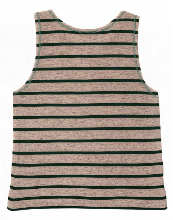 Vintage hombres chaleco top medio gris rayas