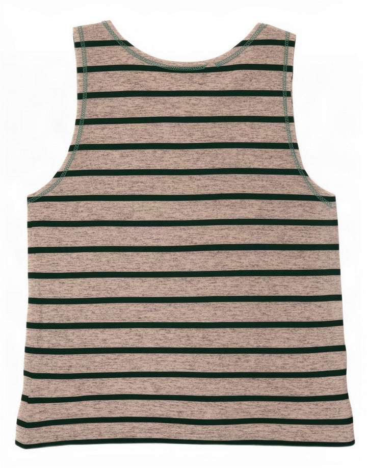 Vintage hombres chaleco top medio gris rayas