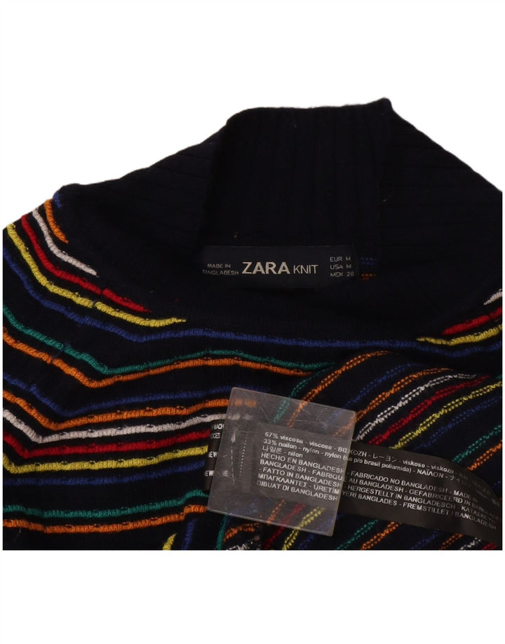 Zara - Jersey con cuello alto para mujer, talla M, multicolor, a rayas