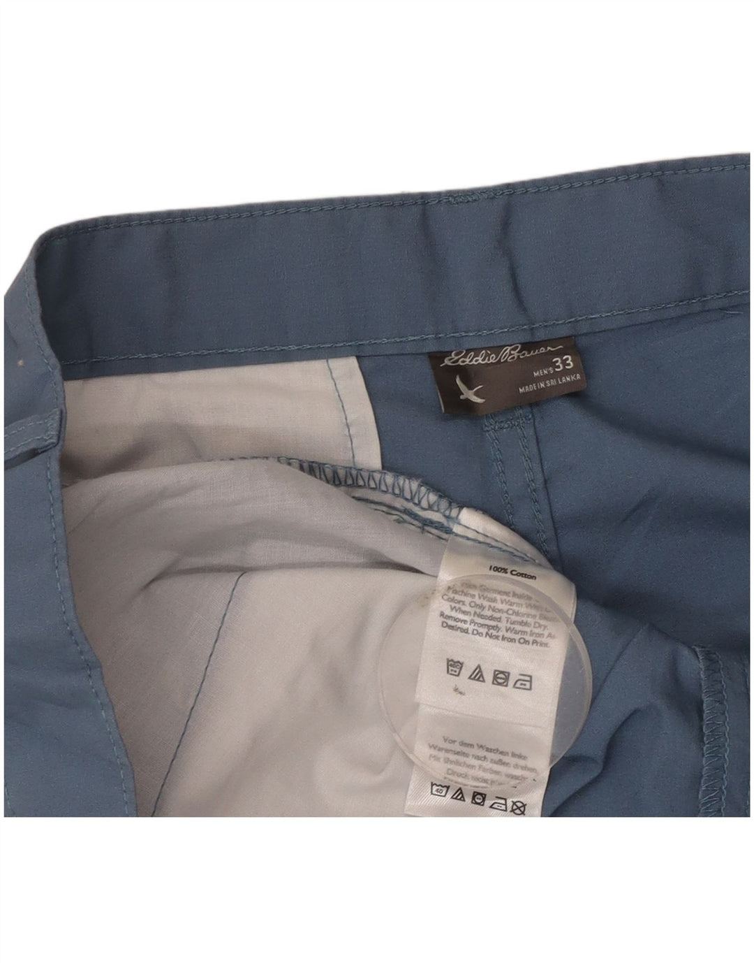 Eddie Bauer Pantalones cortos chinos para hombre W33 Algodón azul medio