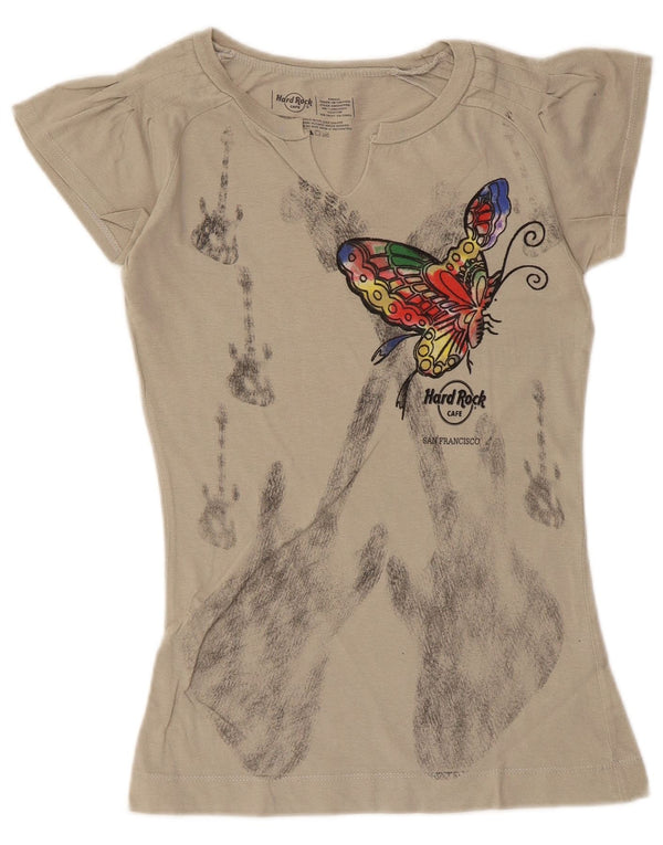 Hard Rock Cafe Camiseta gráfica para mujer Top UK 8 Small Grey Butterfly