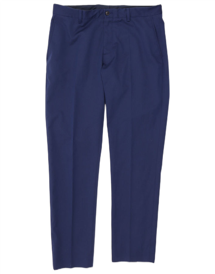 Zara Mens Slim Chino Pantalones EU 42 Large W32 L30 Poliéster Azul