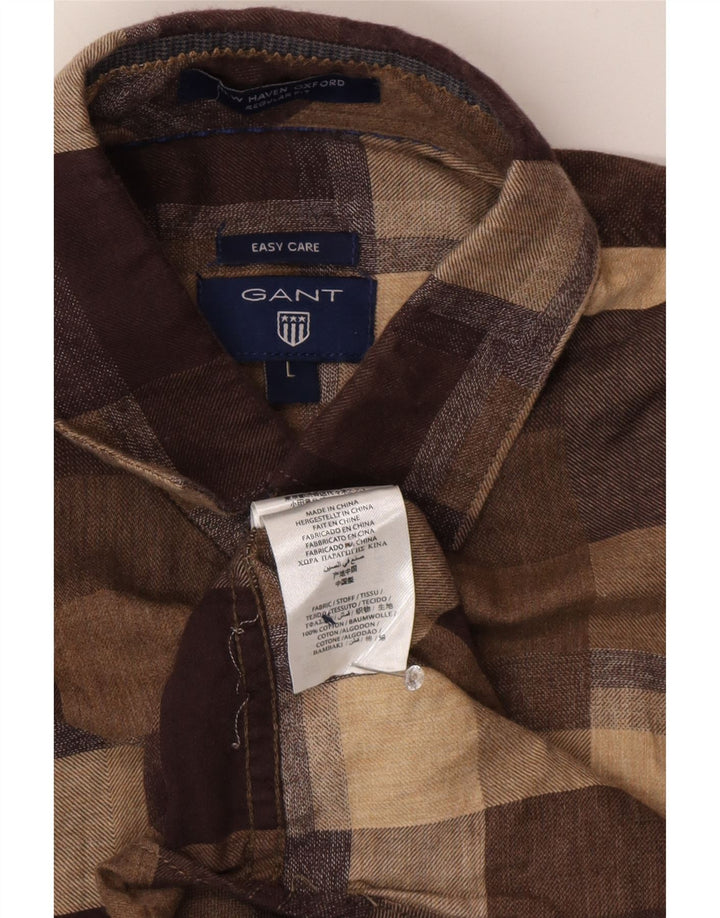 Camisa De Franela Regular Fit De Algodón A Cuadros Marrón Grande Gant Hombre