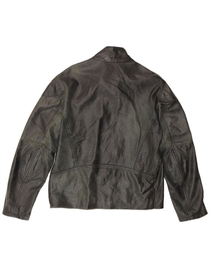 Chaqueta de cuero vintage para hombre IT 50 cuero gris grande