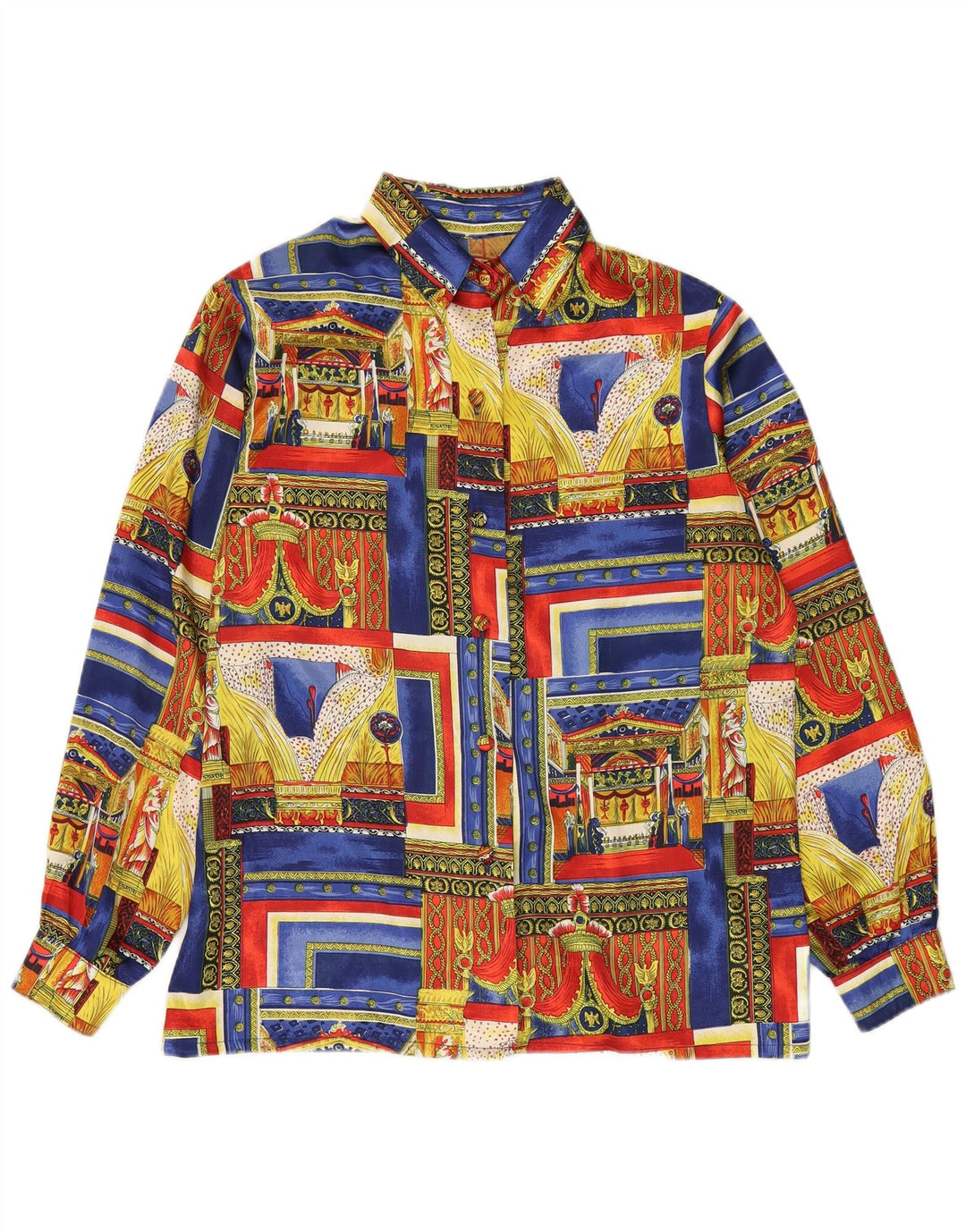 VINTAGE Camisa de patrón abstracto para mujer Reino Unido 18 XL Multicolor