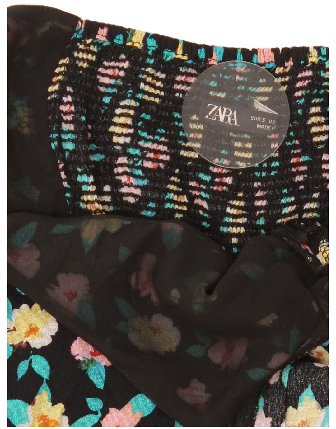 Zara Mujer Mono Corto UK 8 Pequeño Negro Floral